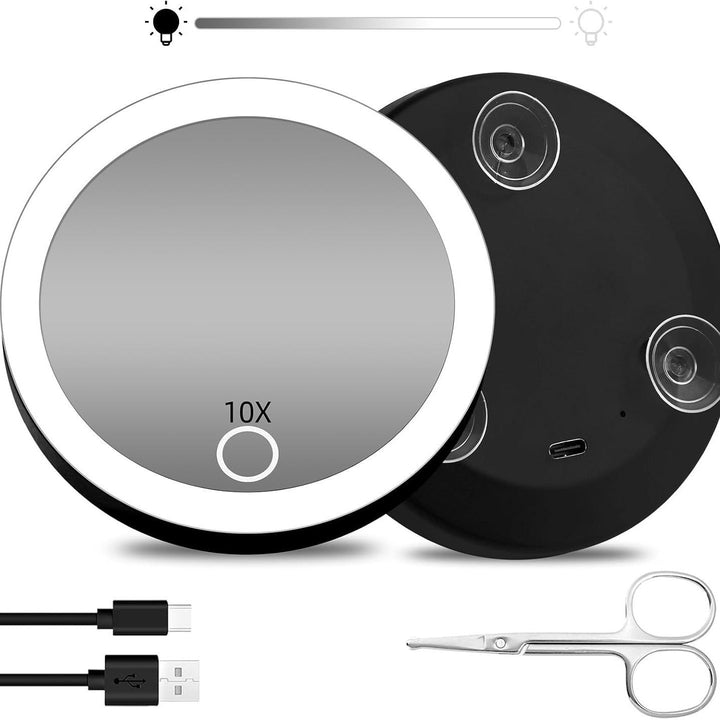 TenX LED Sugeforstørrelses Makeup Spejl med Touch Sensor USB Genopladeligt Bærbart