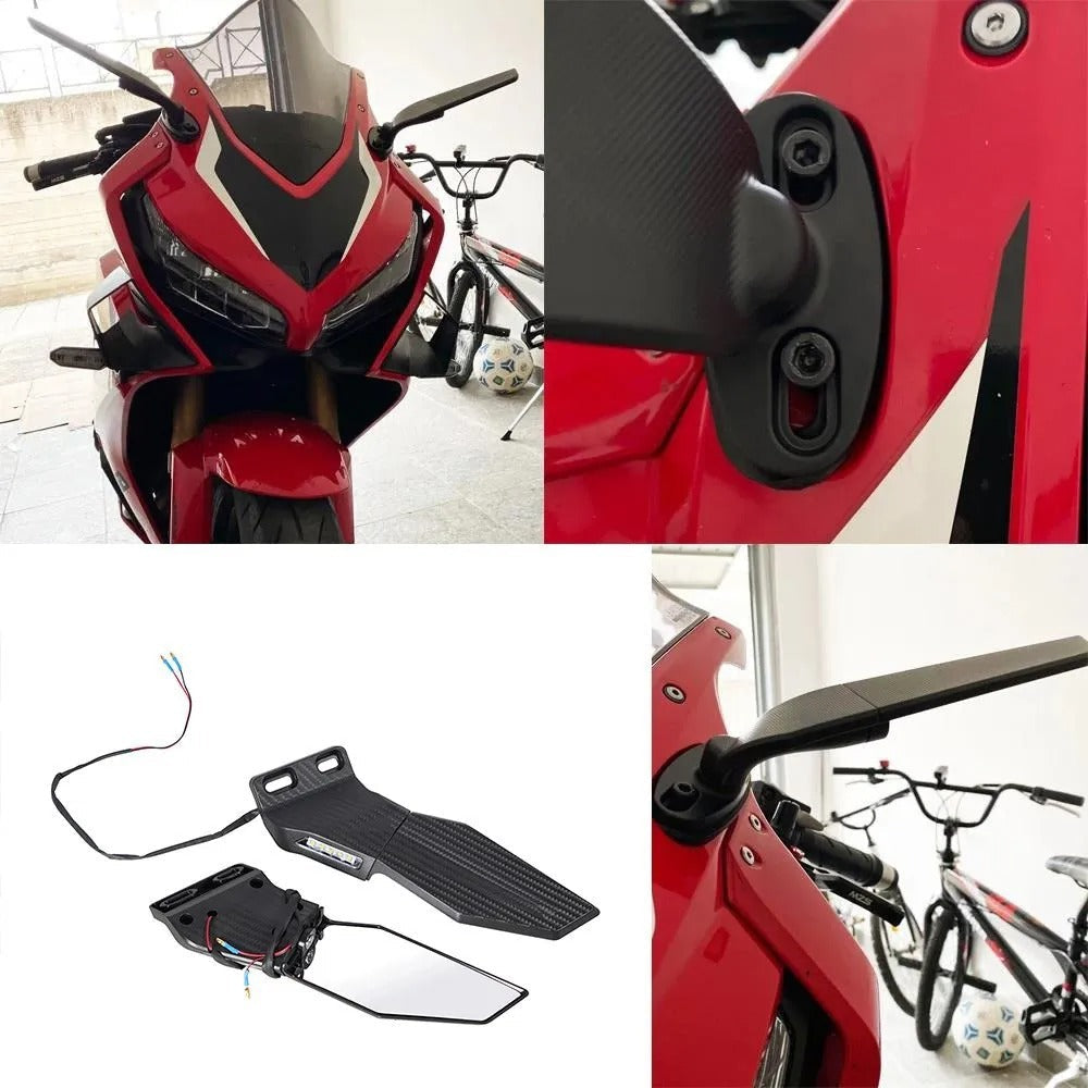 Sæt af motorcykel-spejle med integreret LED blinklys