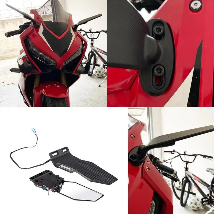 Sæt af motorcykel-spejle med integreret LED blinklys