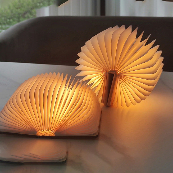 📖 Træ Bog Lampe - Til Skrivebord Studie Gave Dekoration Lys