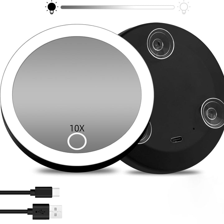 TenX LED Sugeforstørrelses Makeup Spejl med Touch Sensor USB Genopladeligt Bærbart