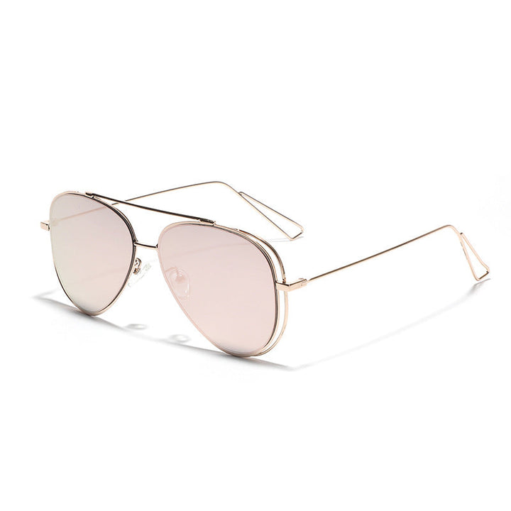 Kvindernes retro aviator solbriller med sølvmetalramme og spejlede linser