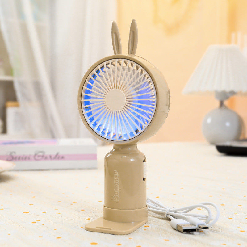 Bærbar USB mini ventilator til damer med LED natlys, foldestativ og sødt design