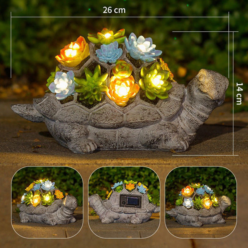 Solcelledrevet Succulent Skildpadde Haveplante Nattelys Ornament
