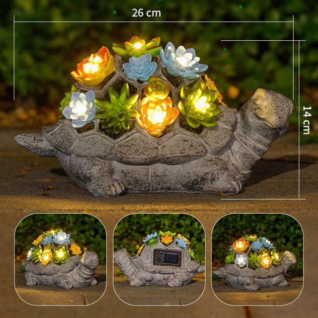 Solcelledrevet Succulent Skildpadde Haveplante Nattelys Ornament