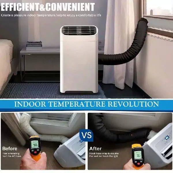 Unisex en størrelse bred flad vindues tætning panel til bærbar aircondition med universel rund udstødningskrave og hurtigfrigivende elastiske bånd