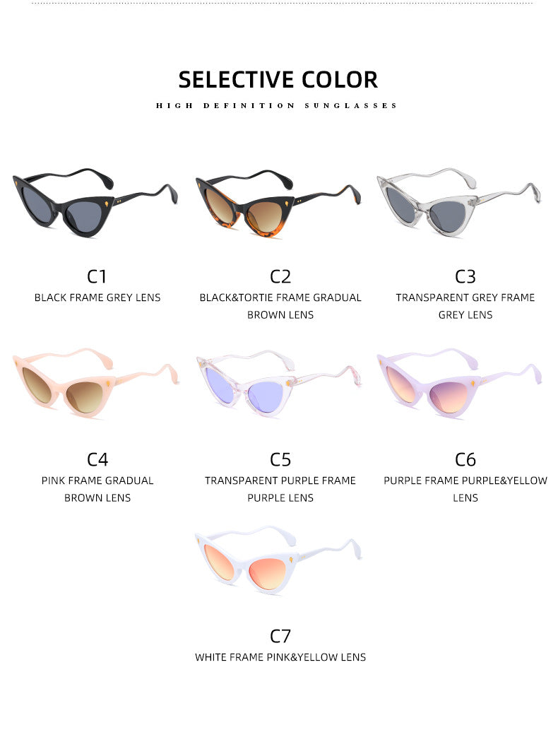 Kvinders Cat-Eye Solbriller med Spejl Linser og Elegant Detalje