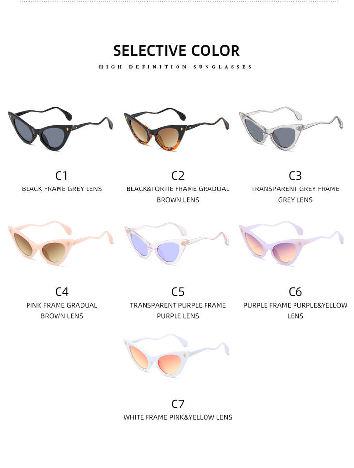 Kvinders Cat-Eye Solbriller med Spejl Linser og Elegant Detalje