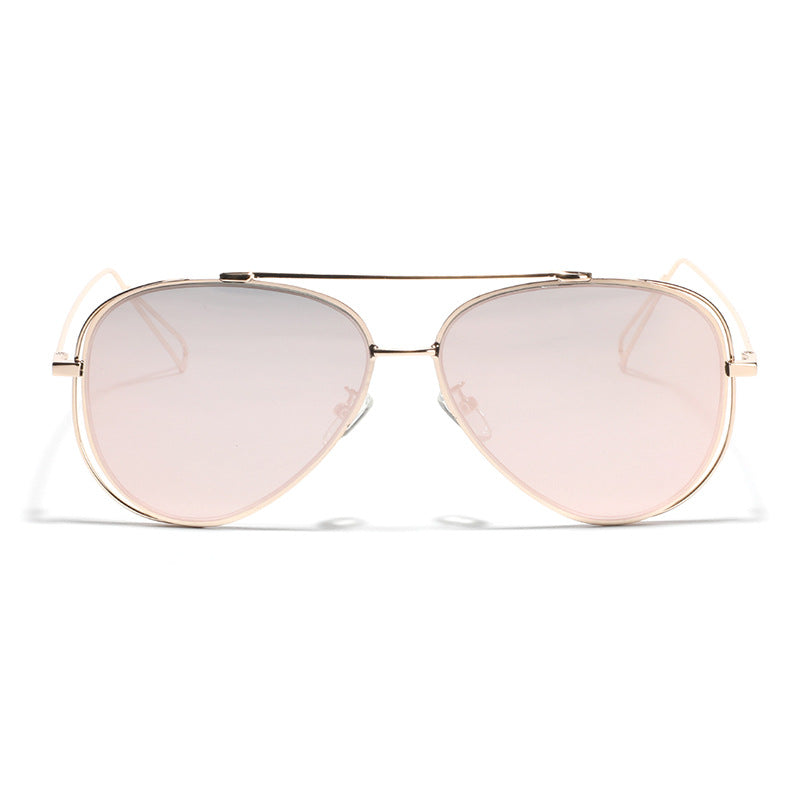 Kvindernes retro aviator solbriller med sølvmetalramme og spejlede linser