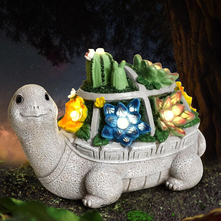 Solcelledrevet Succulent Skildpadde Haveplante Nattelys Ornament