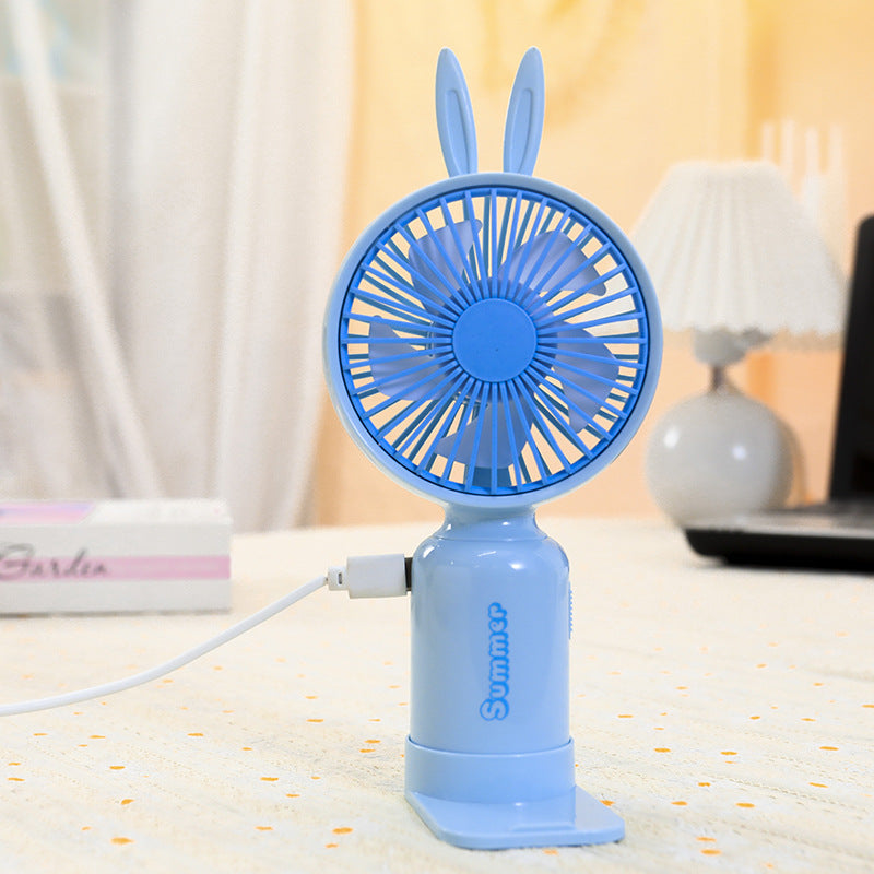 Bærbar USB mini ventilator til damer med LED natlys, foldestativ og sødt design