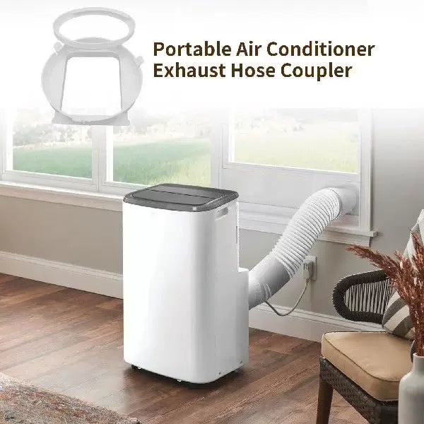 Unisex universel vinduesventilationsadapter i én størrelse med cirkulær udstødningskrave og hurtigfrigivelsesflange til bærbare aircondition-enheder