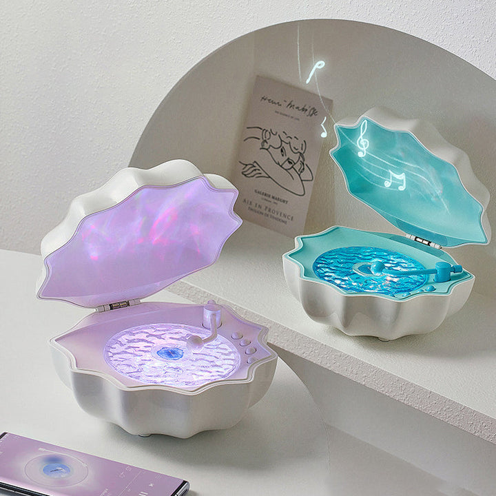 Skal Lampe Bølger Retro Bluetooth Pladespiller LED Nattelys - Perfekt Gave til Børn og Piger