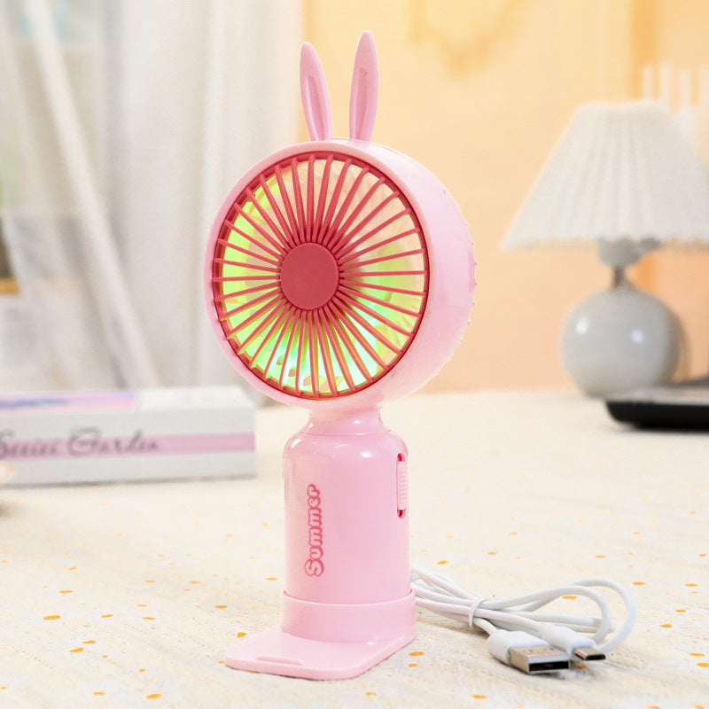 Bærbar USB mini ventilator til damer med LED natlys, foldestativ og sødt design