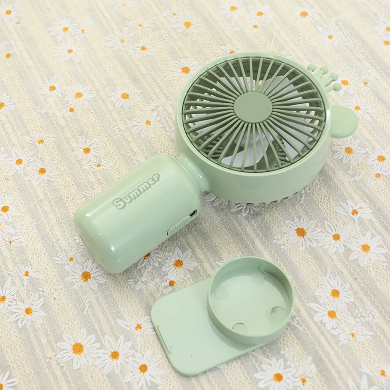 Bærbar USB mini ventilator til damer med LED natlys, foldestativ og sødt design