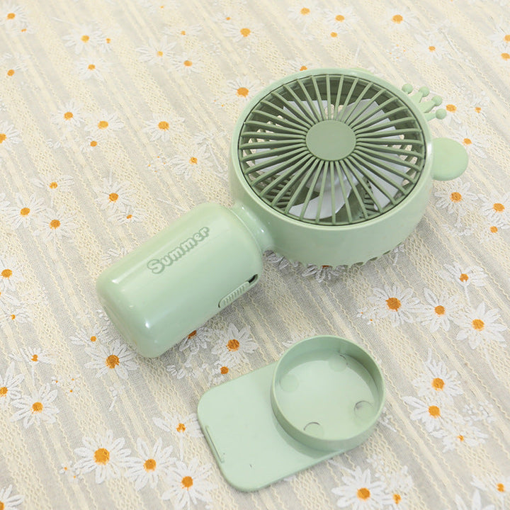 Bærbar USB mini ventilator til damer med LED natlys, foldestativ og sødt design