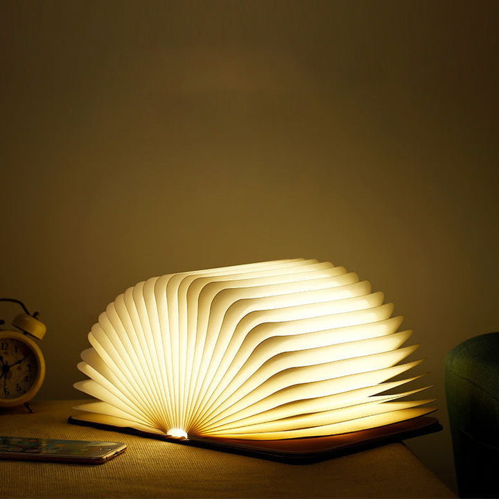 📖 Træ Bog Lampe - Til Skrivebord Studie Gave Dekoration Lys