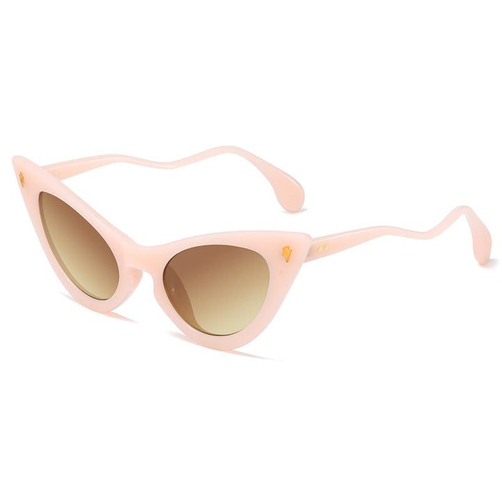Kvinders Cat-Eye Solbriller med Spejl Linser og Elegant Detalje