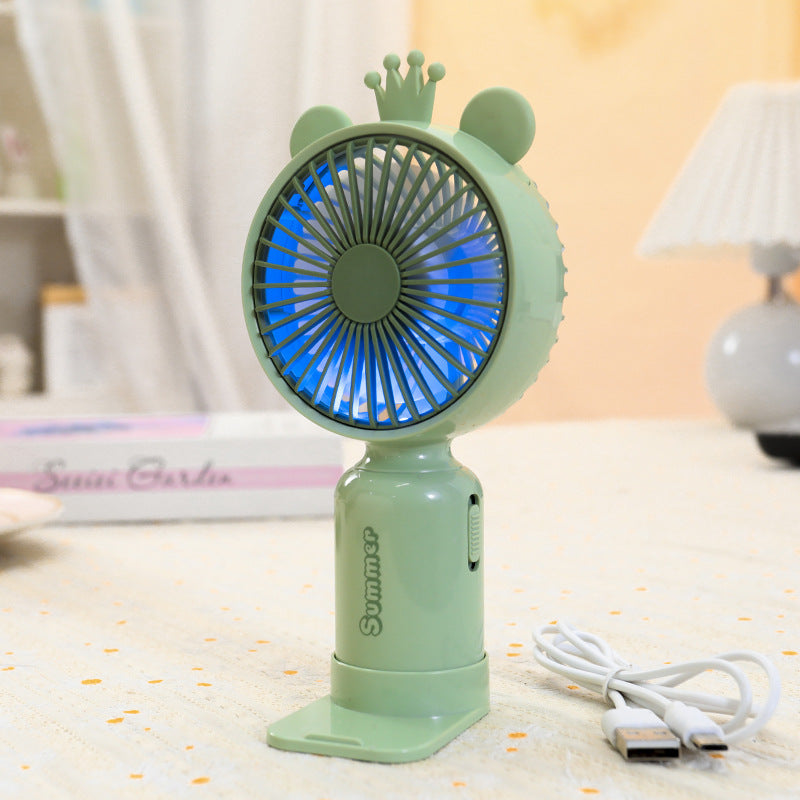 Bærbar USB mini ventilator til damer med LED natlys, foldestativ og sødt design