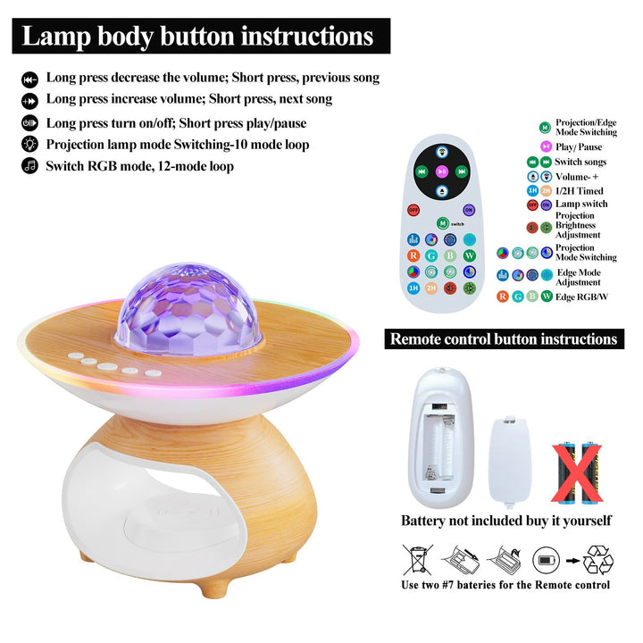 Kreativ Trådløs Opladnings Natlampe til Soveværelse og Projektorlampe