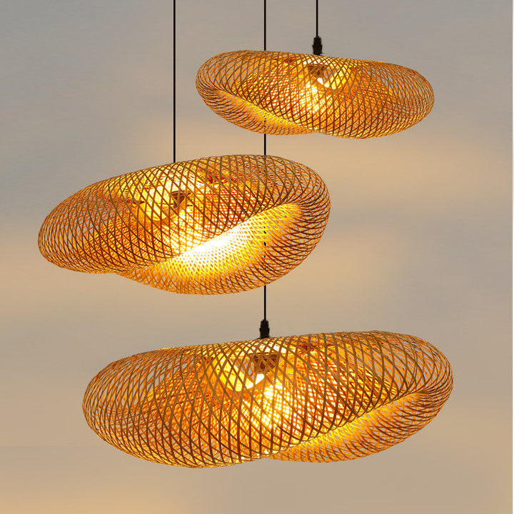 Rattan Vævet Bambus - Pendel Lys - Led - Lys