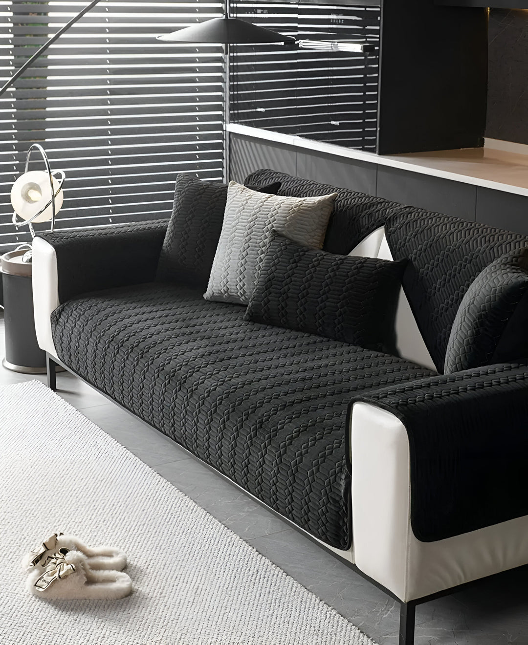 Premium Plush Velvet Sofa Cover – Luksuriøst Geometrisk Mønster med Skridsikker Bagside