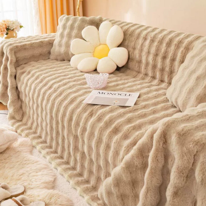Kaninhår Faux Fur Tæppe Blødt Sofa Betræk