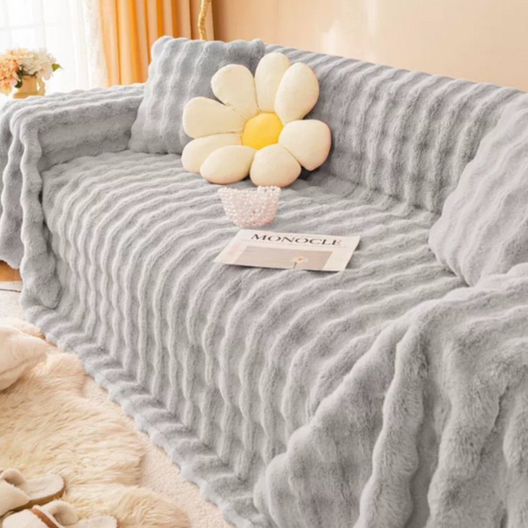 Kaninhår Faux Fur Tæppe Blødt Sofa Betræk