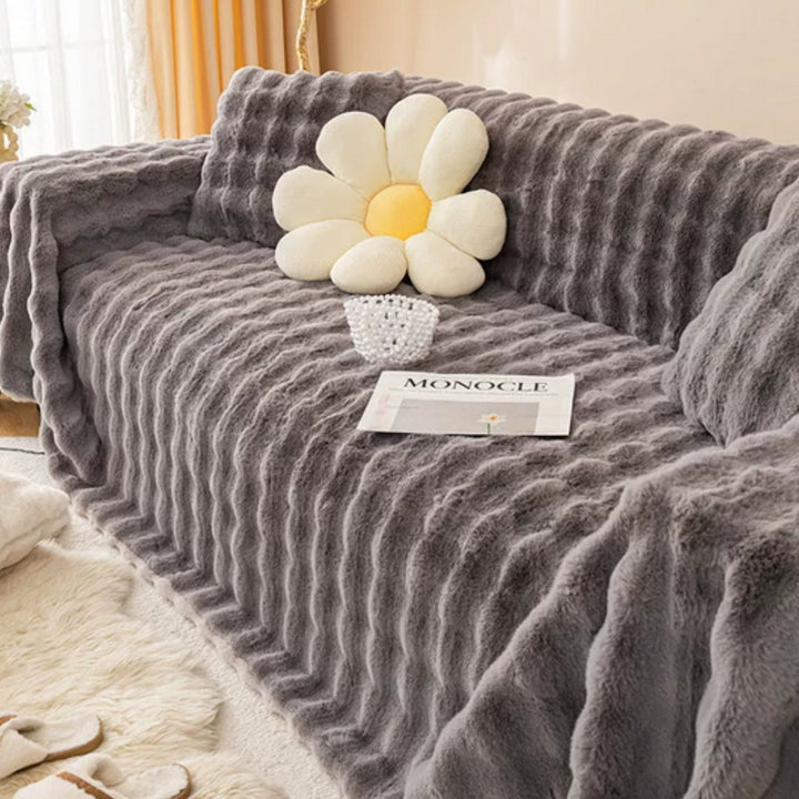 Kaninhår Faux Fur Tæppe Blødt Sofa Betræk