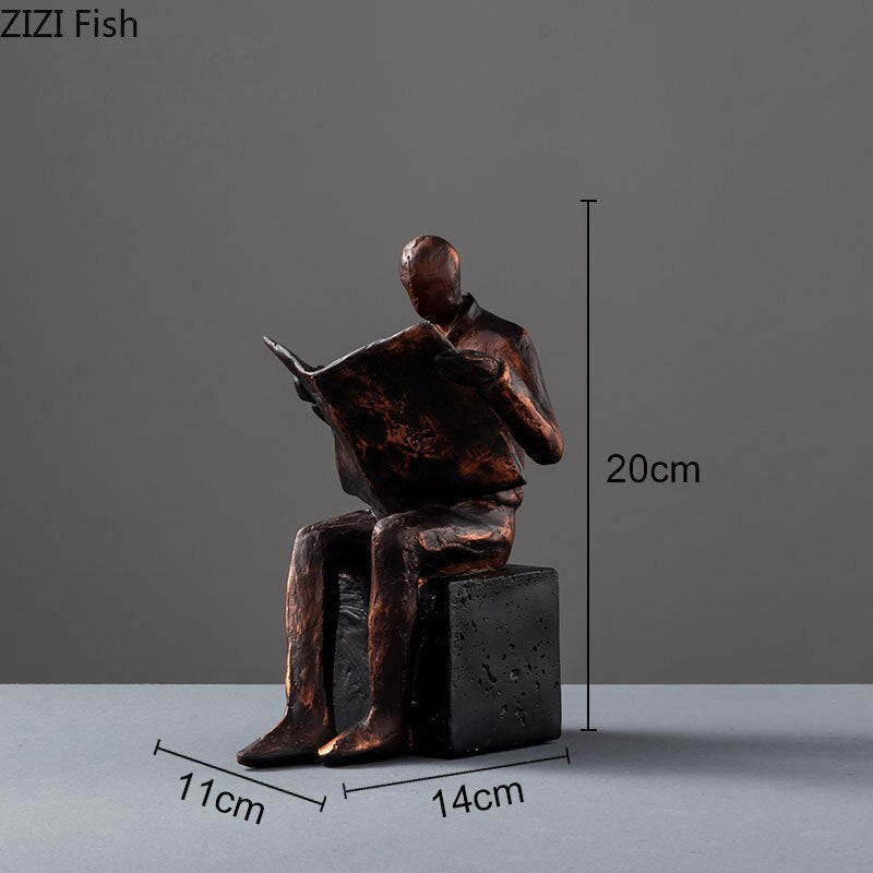 Læser Skulptur Bogstøtte Bogholder Abstrakt Karakter Harpiks Statue Skrivebords Dekoration Figurer Statuette Nordisk Hjemmeindretning