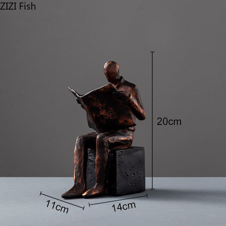 Læser Skulptur Bogstøtte Bogholder Abstrakt Karakter Harpiks Statue Skrivebords Dekoration Figurer Statuette Nordisk Hjemmeindretning