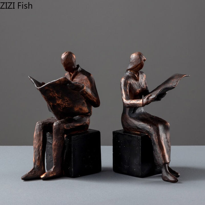 Læser Skulptur Bogstøtte Bogholder Abstrakt Karakter Harpiks Statue Skrivebords Dekoration Figurer Statuette Nordisk Hjemmeindretning