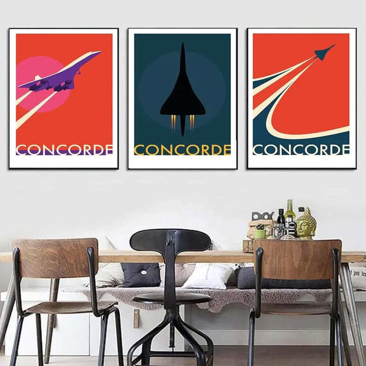 Retro Concorde Fly Plakat på Lærred