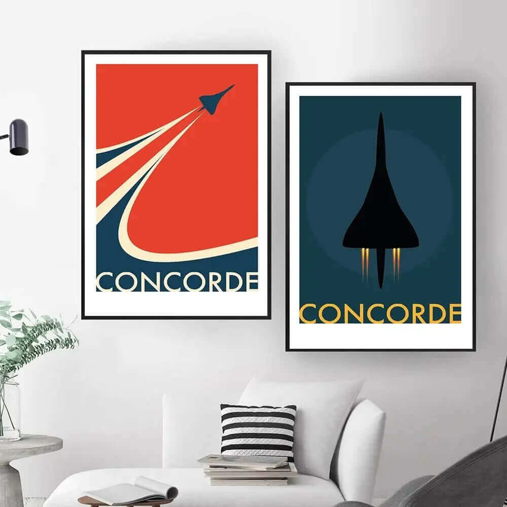 Retro Concorde Fly Plakat på Lærred