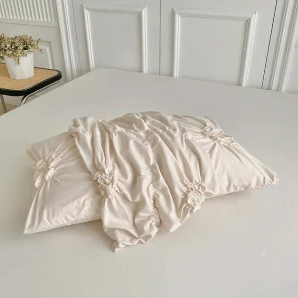 Elegant Ruffle Duvet Cover Set med Blomster Mønster