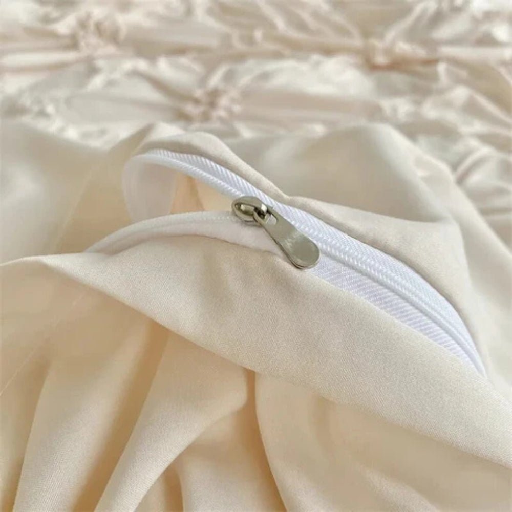 Elegant Ruffle Duvet Cover Set med Blomster Mønster