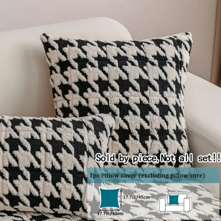 Farverig Plush Houndstooth Sofa Dække og Pude Dække