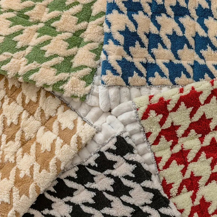 Farverig Plush Houndstooth Sofa Dække og Pude Dække