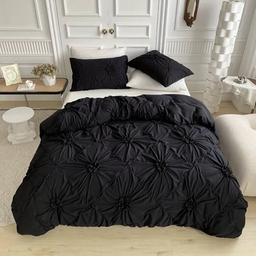 Elegant Ruffle Blomst Duvet Cover Sæt lavet af Mikrofiber