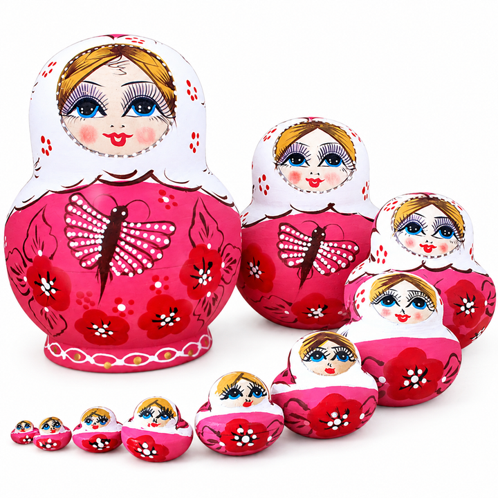 10 stk./sæt træ russiske matryoshka dukker