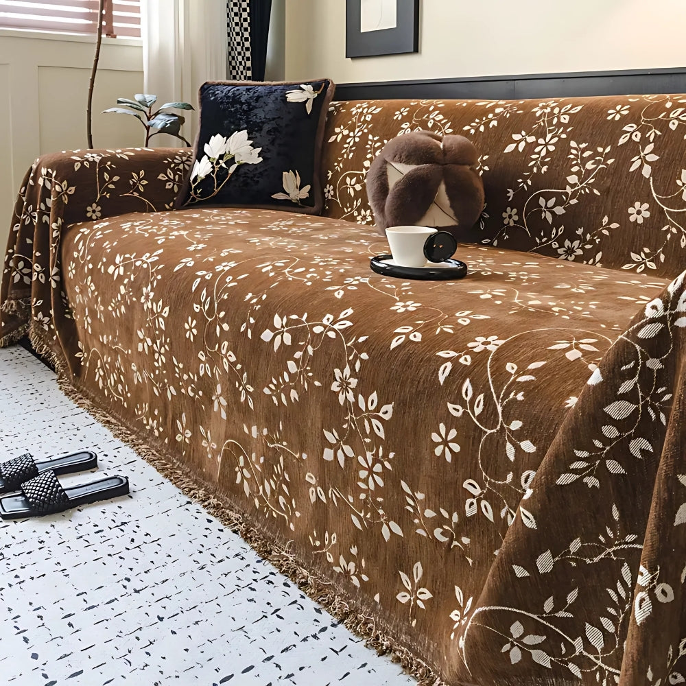 Rustik Blomst Ivory Floral Sofa Cover