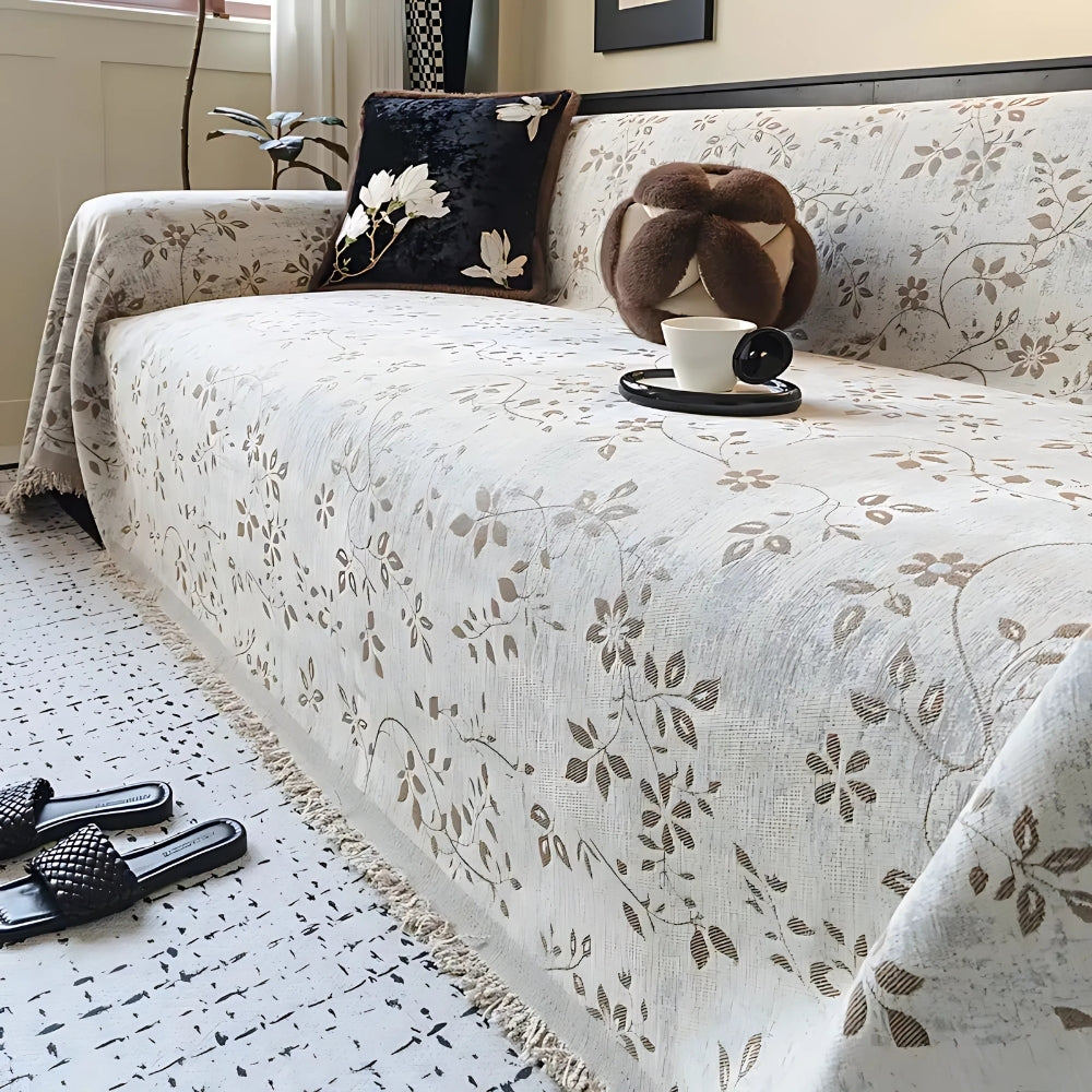 Rustik Blomst Ivory Floral Sofa Cover