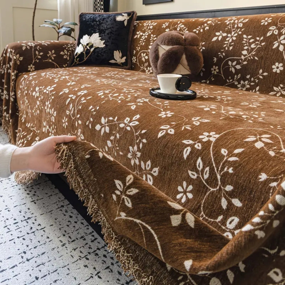 Rustik Blomst Ivory Floral Sofa Cover