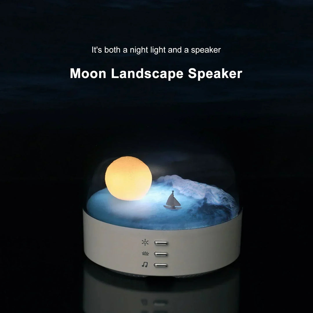 3D Mysterious Moon LED Nattelys Højttaler