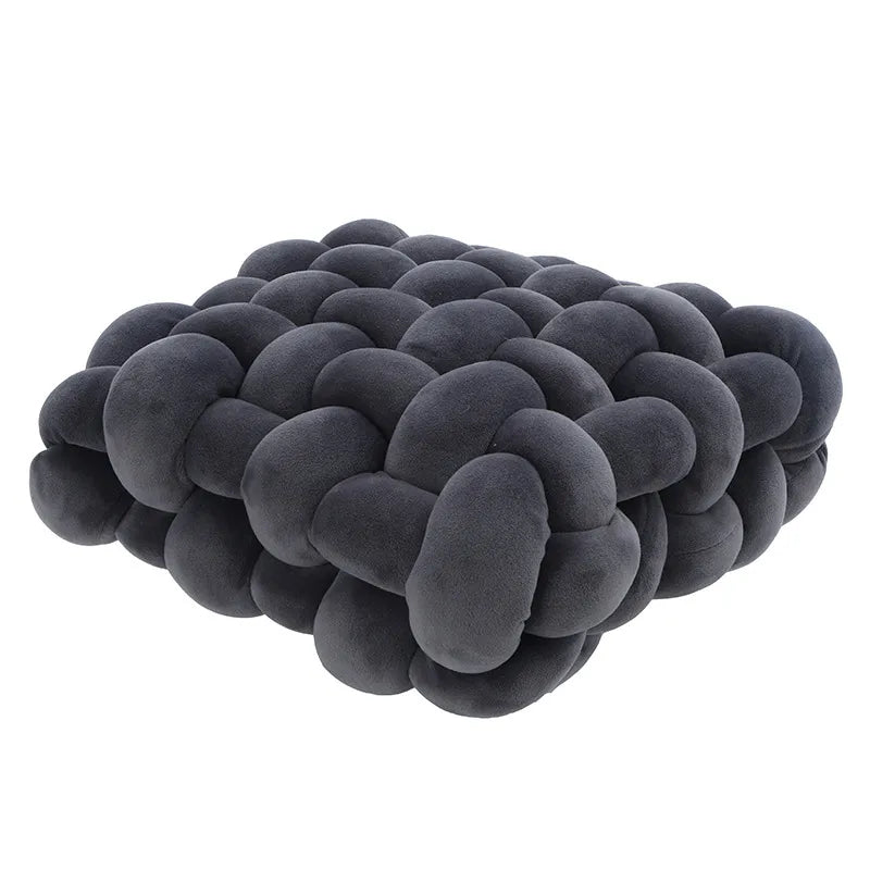Stue Blød Plush Knude Pude Sofa Pude Ensfarvet Kvadrat Håndvævet Hjem Kaste Pude Kvadrat Vævet Sæde Pude