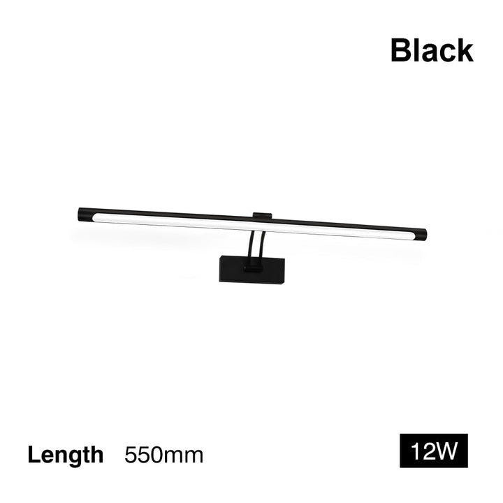 80-100cm LED væglampe - Moderne sort/sølv væglampe til badeværelset, indvendigt monteret billedlys