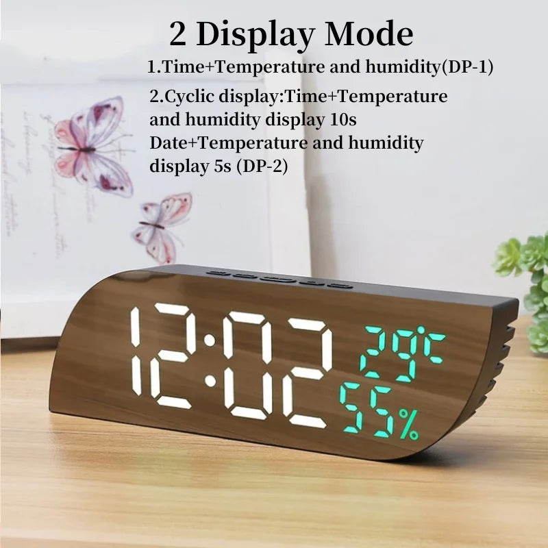 LED Digital Vækkeur med Dobbelt Display &amp; Ubegrænset Snooze