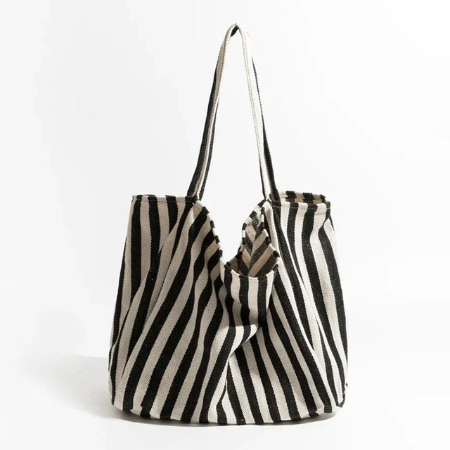 Stribet linned tote bag