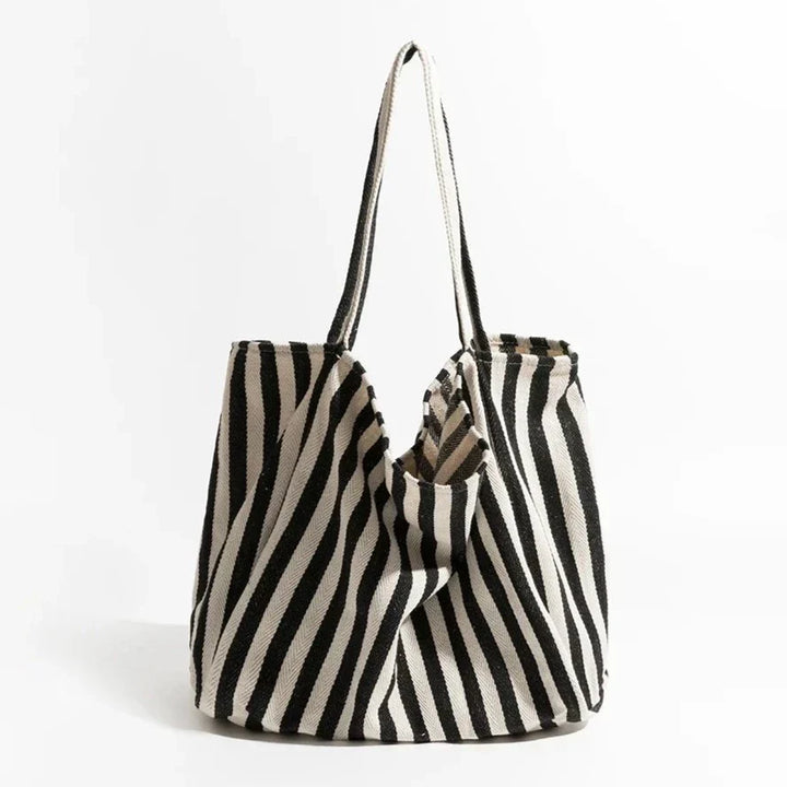 Stribet linned tote bag