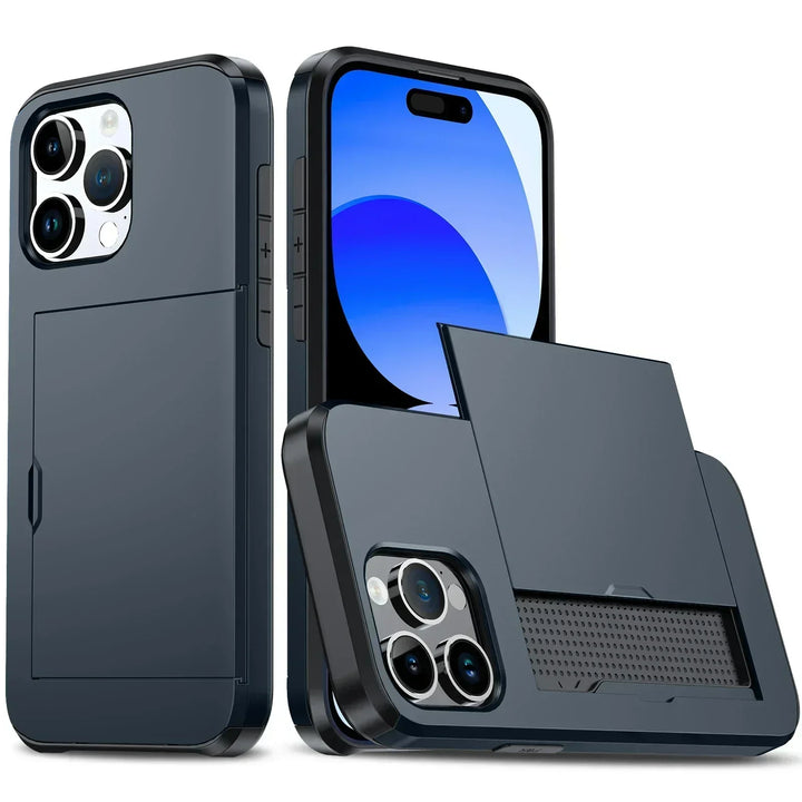 LuxShield iPhone Cover med Kort Holder | Slankt Design | Kortopbevaring | Beskyttelse &amp; Stil